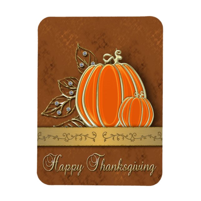 Magnet Flexible Feuilles Citrouilles précieux de Thanksgiving Gold (Vertical)