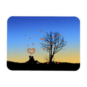 Magnet Flexible Feuilles d'automne en forme de coeur Couple