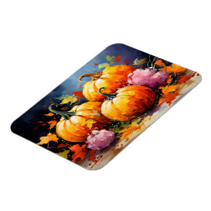 Magnet Flexible Feuilles d'automne rustiques Citrouilles colorées
