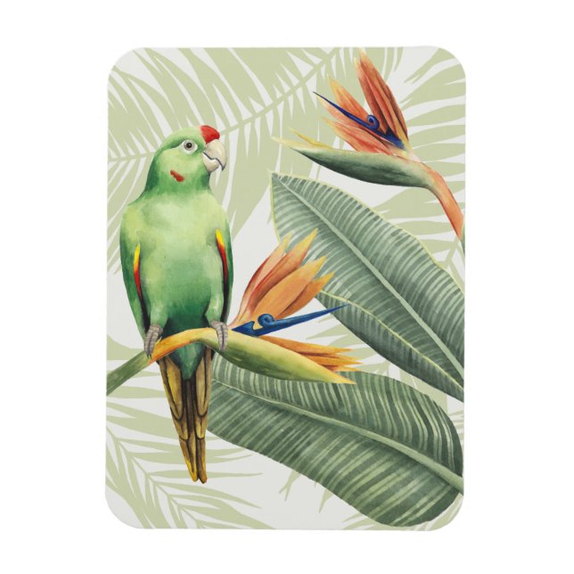 Magnet Flexible Feuilles De Palmiers Avec Oiseau Vert (Vertical)