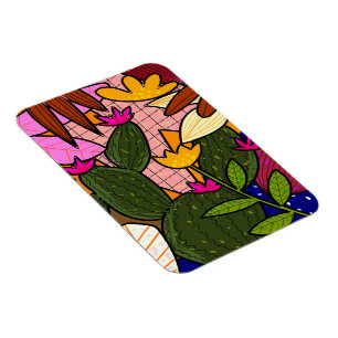Magnet Flexible Feuilles et fleurs tropicales abstraites  
