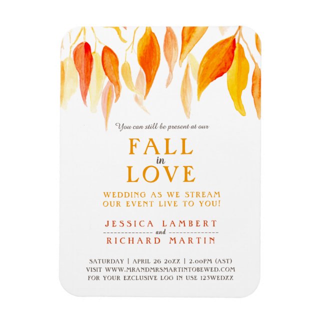 Magnet Flexible Feuilles tombent amoureux mariage streaming orange (Vertical)