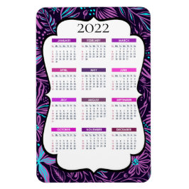 Magnet Flexible Feuilles tropicaux pourpres et bleus | Calendrier 