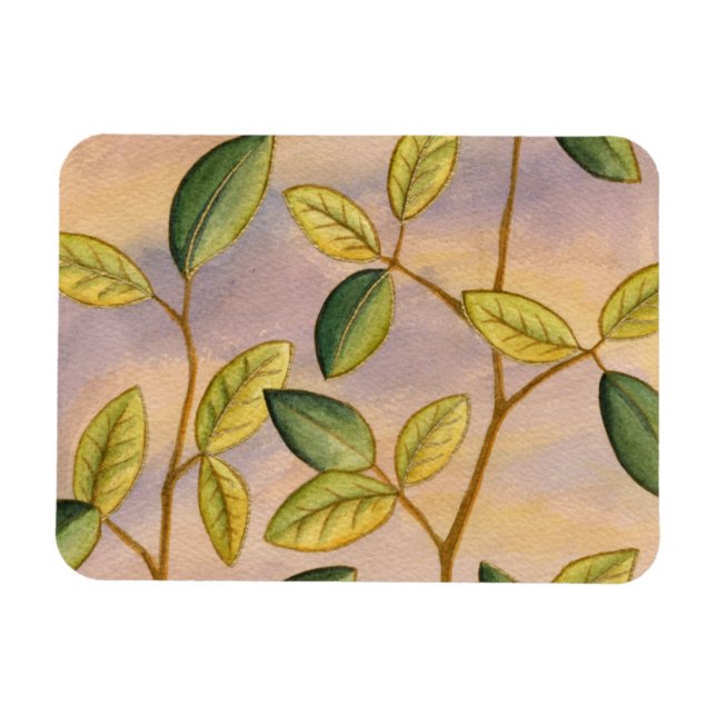 Magnet Flexible Feuilles verts et jaunes sur Arrière - plan couche (Horizontal)