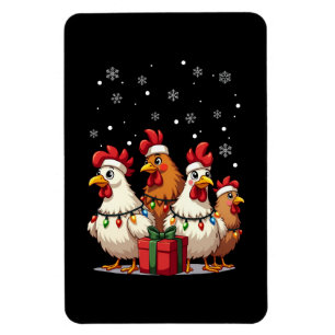 Magnet Flexible Feux de Noël Poulet Père Noël Drôle Noël