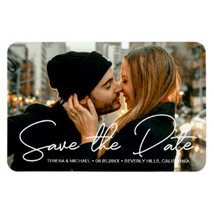 Magnet Flexible Fiançailles Photo Modern Enregistrer la date Scrip