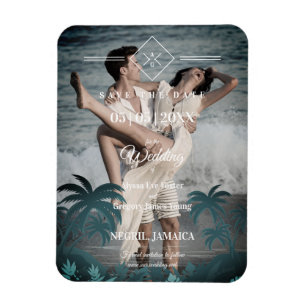 Magnet Flexible Fiançailles photo personnalisé Palm Tree Beach