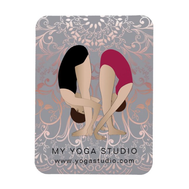 Magnet Flexible Fiche rose Yoga studio réfrigérateur d'entreprise (Vertical)