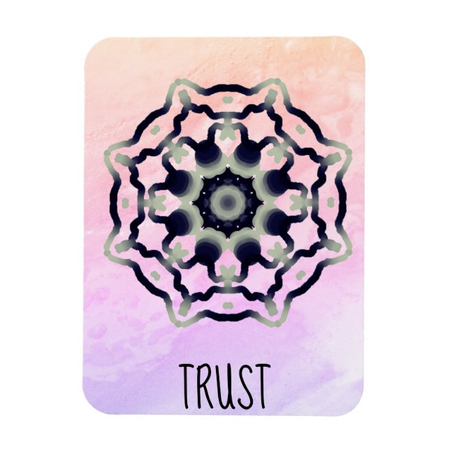 Magnet Flexible *~* "FIDUCIE" rose noir gris Mandala Coeur Chakra (Vertical)