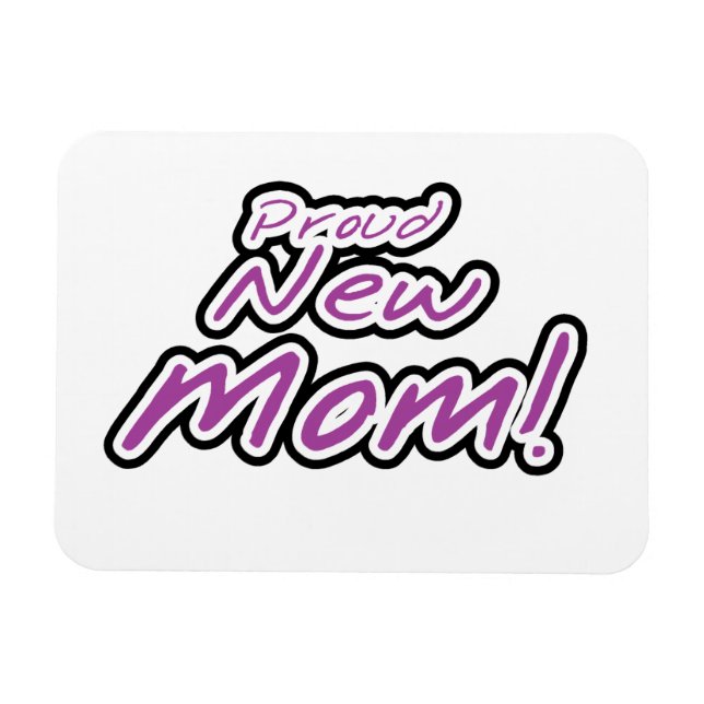 Magnet Flexible Fier Nouveau maman Cadeaux de texte noir et pourpr (Horizontal)
