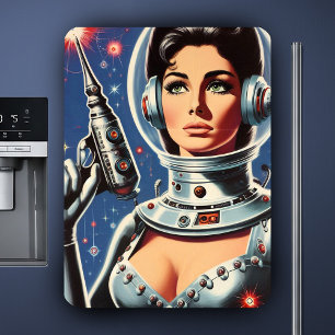 Magnet Flexible Fille astronaute de science-fiction vintage