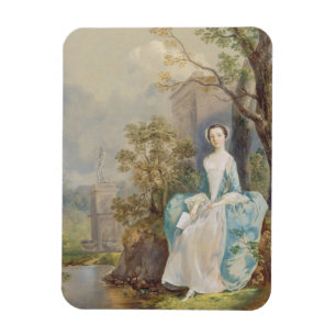 Magnet Flexible Fille avec un livre posé en parc, c.1750 (huile