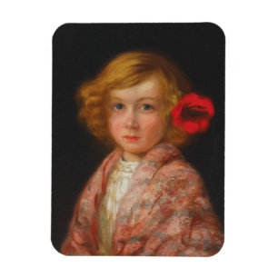 Magnet Flexible Fille avec une fleur rouge dans ses cheveux