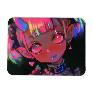 Magnet Flexible Fille Démon Kawaii Néon Pastel Goth