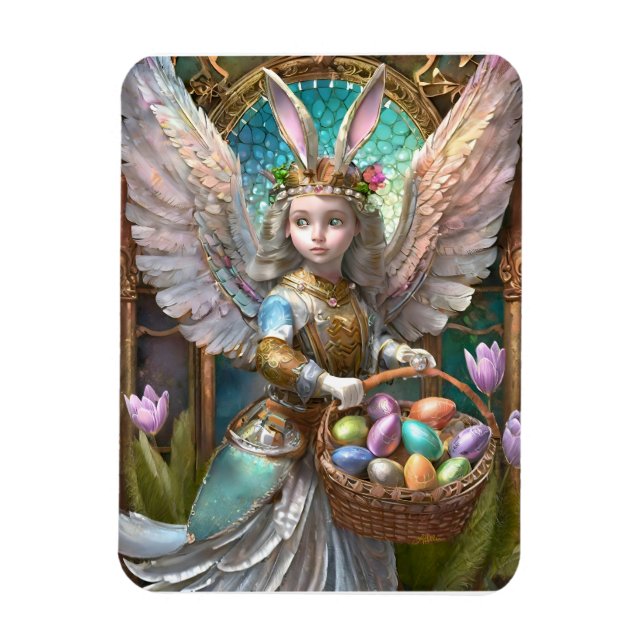 Magnet Flexible Fille portant le costume de lapin de Pâques (Vertical)