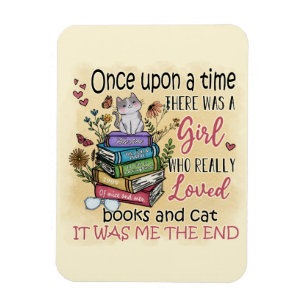 Magnet Flexible Fille qui aime les livres et les chats