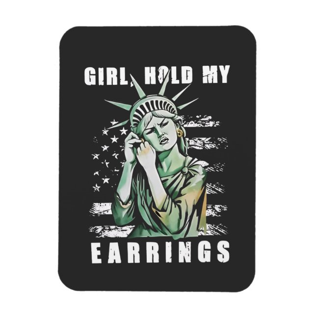 Magnet Flexible Fille, Tiens mes oreilles Liberté Statut Américain (Vertical)