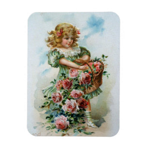 Magnet Flexible Fille victorienne avec des roses