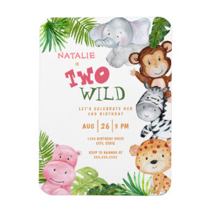 Magnet Flexible Filles Safari Jungle Deux Wild 2e Invitation d'ann