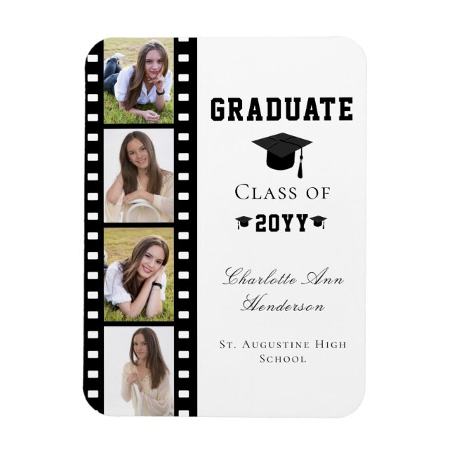 Magnet Flexible Filmstrip Four Photo Collage Graduation | BLANCHE (Vertical)