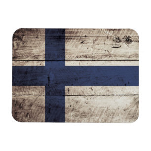 Magnet Flexible Finland Flag on Old Wood Grain