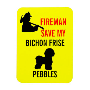 Magnet Flexible Firemer Personnalisé Sauvez ma sécurité Bichon Fri
