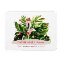 Flamant rose botanique de palme moderne de Noël tr