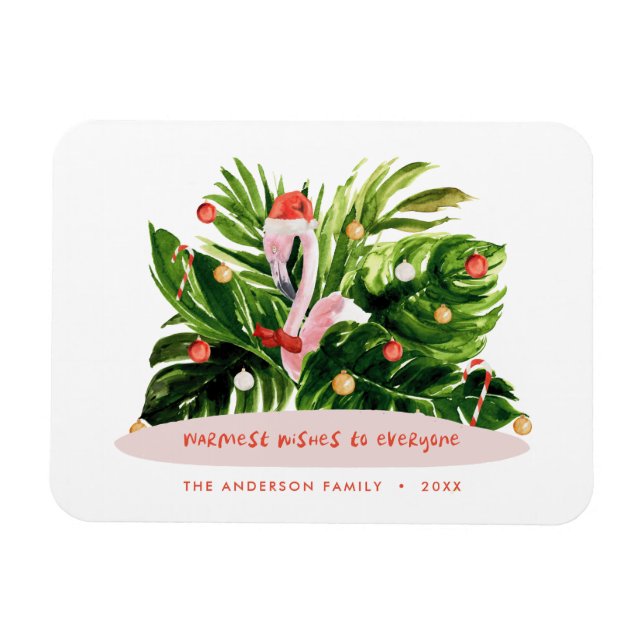 Magnet Flexible Flamant rose botanique de palme moderne de Noël tr (Horizontal)