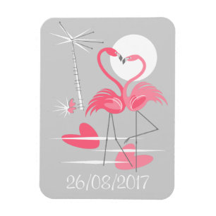Magnet Flexible Flamant rose Love Date aimant flexible