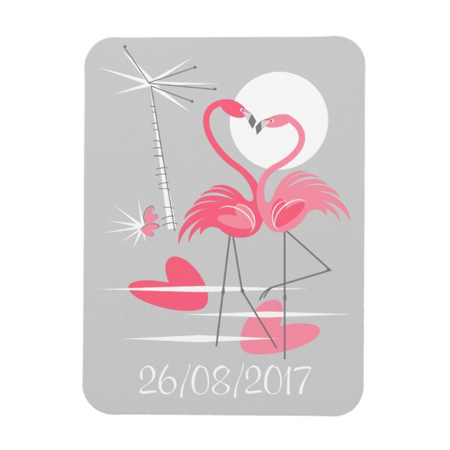 Magnet Flexible Flamant rose Love Date aimant flexible (Vertical)