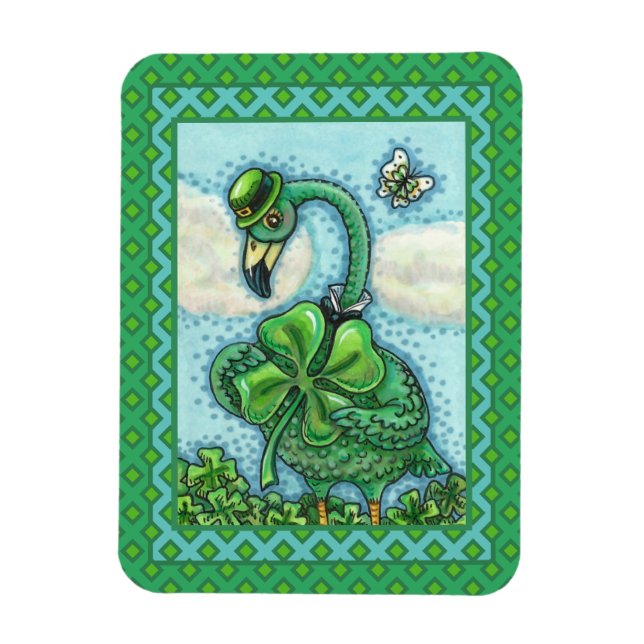 MAGNET FLEXIBLE FLAMANT ROSE VERT IRLANDAIS, MÊME HAPPY ST. JOUR D (Vertical)