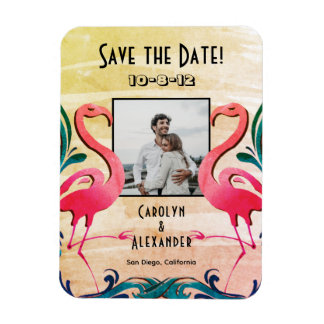 Magnet Flexible Flamants roses tropicaux Mariage photo Enregistrer