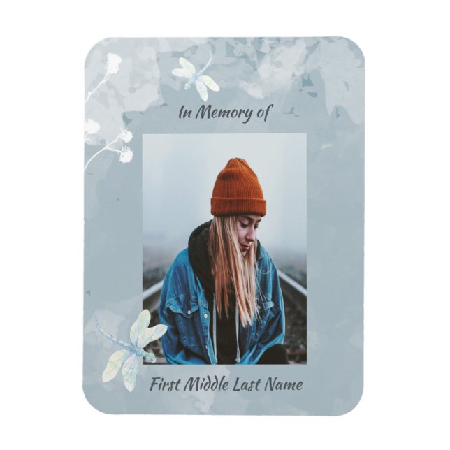 Magnet Flexible Fleur blanche de libellule de conservation Memoria (Vertical)