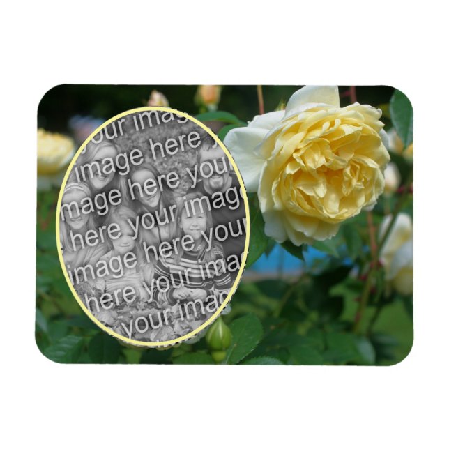 Magnet Flexible Fleur de rose jaune Créez votre propre photo (Horizontal)