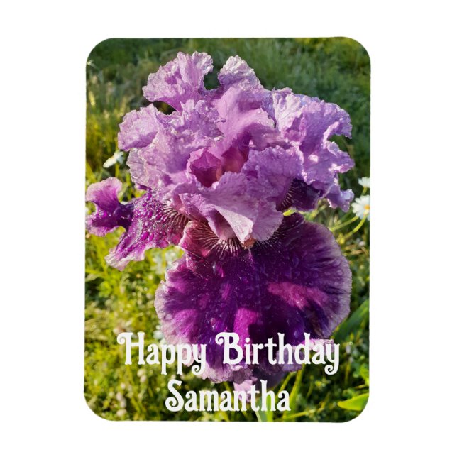 Magnet Flexible Fleur d'Iris violet Jardin fleuri Anniversaire Mag (Vertical)