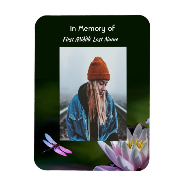 Magnet Flexible Fleur Lotus de la dragonfly Memorial Keepsaké (Vertical)