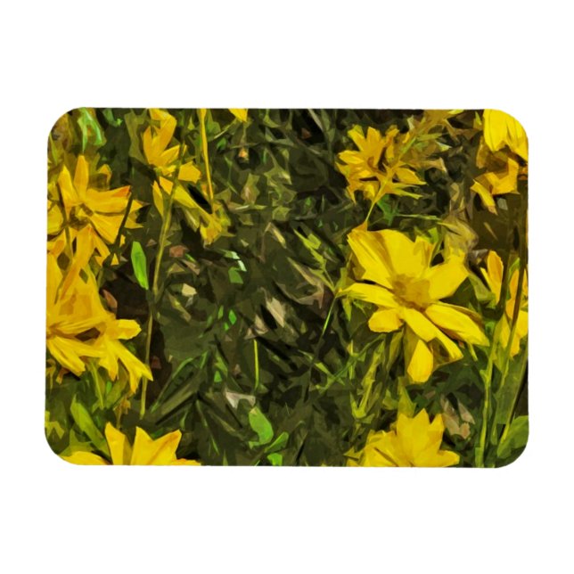 Magnet Flexible Fleur sauvage jaune marguerites Abstrait (Horizontal)