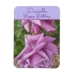 Magnet Flexible Fleur Violette Rose Nom Floral Fille Anniversaire