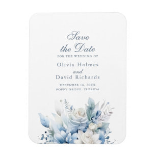 Magnet Flexible Fleurs bleues Dusty modernes Enregistrer la carte 