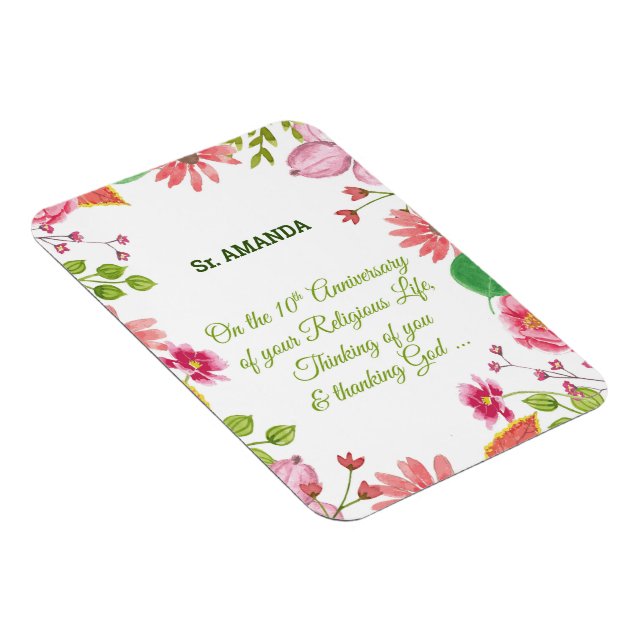 Magnet Flexible Fleurs d'aquarelle religieuses du 10e anniversaire (Côté Droit)