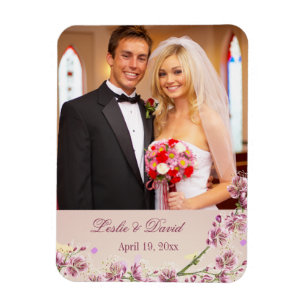 Magnet Flexible Fleurs d'aquarelle violet Lilac faveur mariage