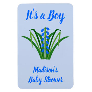 Magnet Flexible Fleurs de Jacinthe Bleue Bébé Garçon Baby Shower d