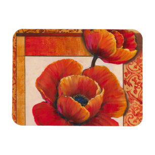Magnet Flexible Fleurs de pavot sur l'arrière - plan bronzage et