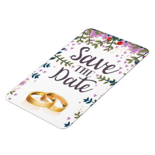 Magnet Flexible Fleurs de sauvegarde de date et anneaux de mariage