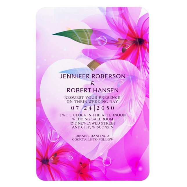 Magnet Flexible Fleurs d'Hibiscus violet Mariage Défroisse le coeu (Vertical)