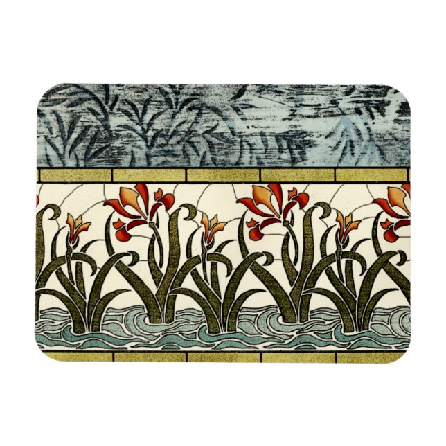 Magnet Flexible Fleurs en verre tendu avec bordure en tan (Horizontal)