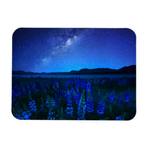 Magnet Flexible Fleurs Lupines fleurissant à Night Lake Tekapo