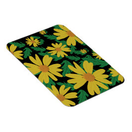 Magnet Flexible Fleurs marguerites jaunes avec aimant feuille vert