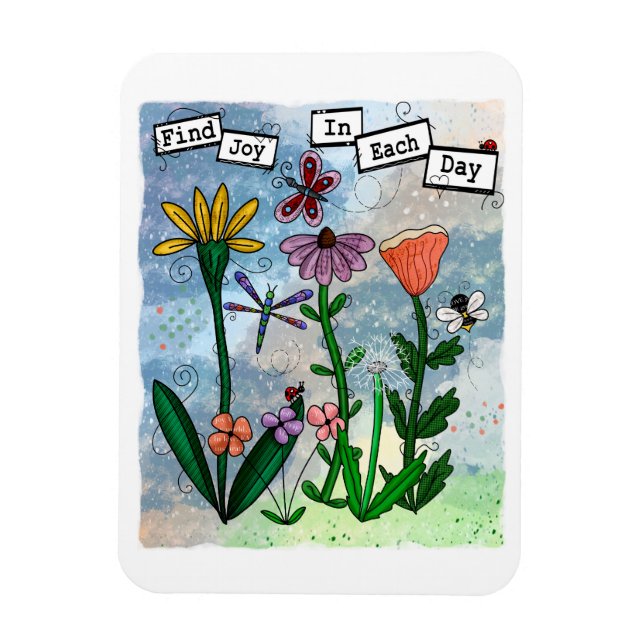 Magnet Flexible Fleurs, notes musicales et oeuvres d'art de la joi (Vertical)