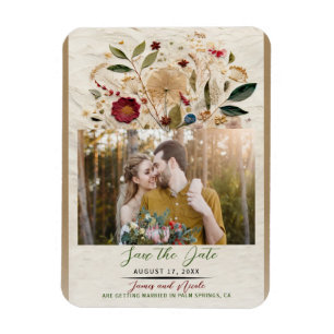 Magnet Flexible Fleurs Pressées de Jardin Fantaisiste Mariage Bohè